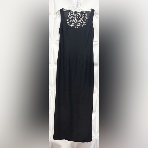 Laundry by Shelli Segal Sz 4 Long Black Gown Formal Maxi Suit Dress Crochet Lace - Picture 6 of 11